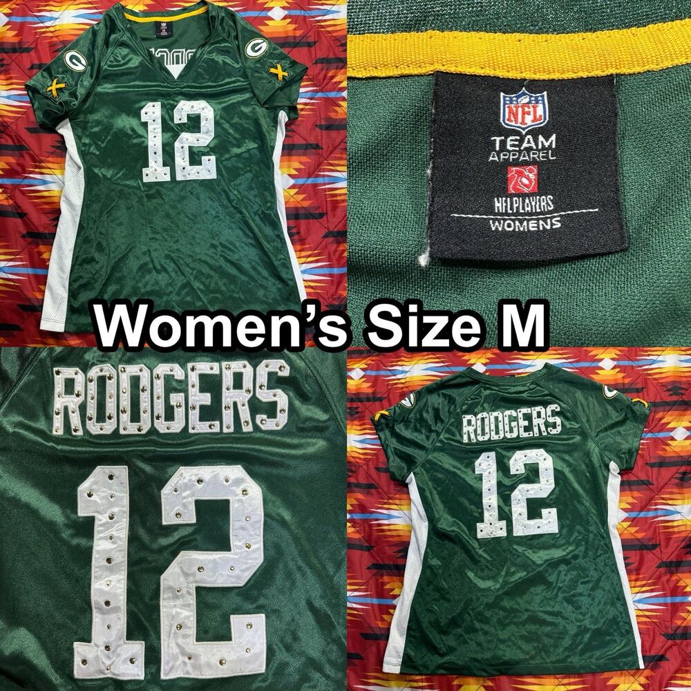 Green Bay Packers Aaron Rodgers Jersey Women’s Medium Green NFL Team Apparel #12